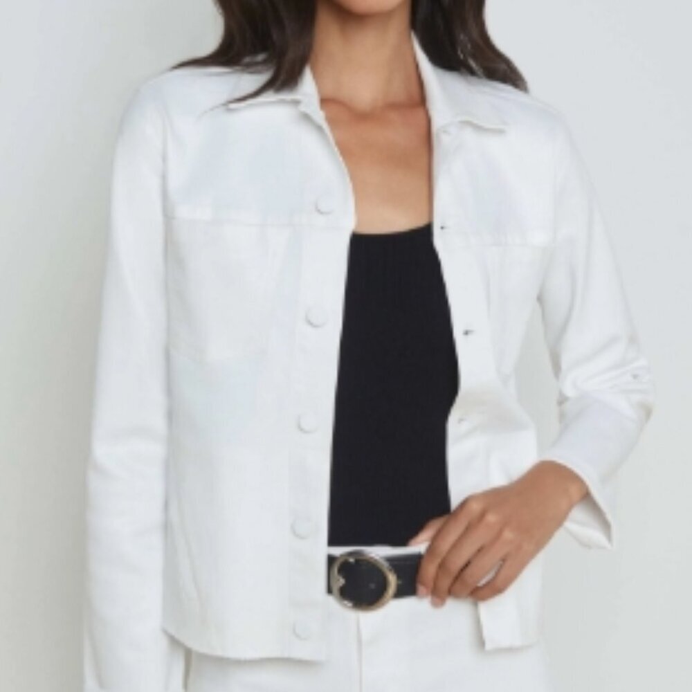 L’AGENCE Zuma Cropped Blanc Coated Jean Jacket – Size S – NWT